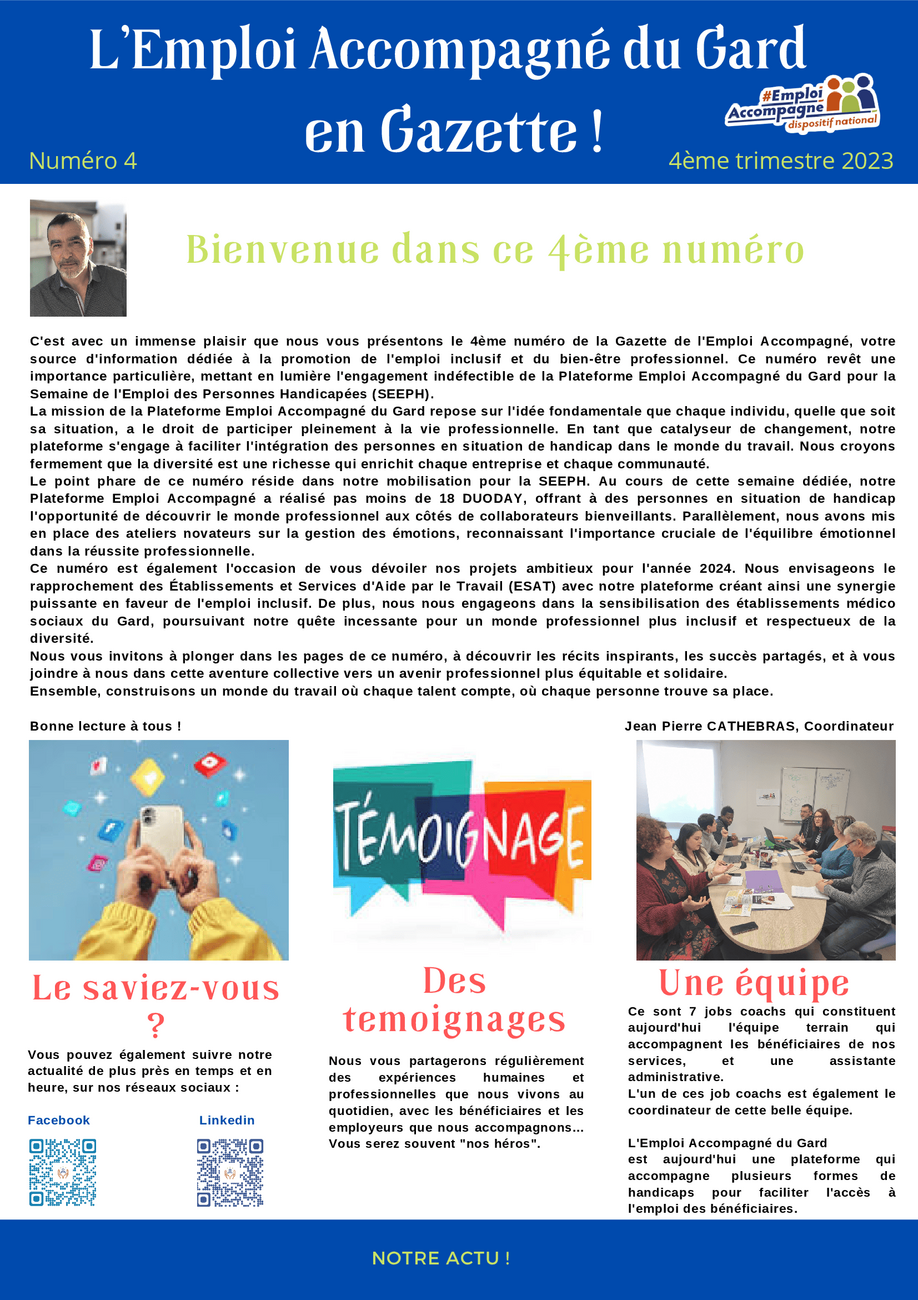 Gazette de l'emploi accompagné du Gard page 1 Gazette de l'emploi accompagné du Gard page 1