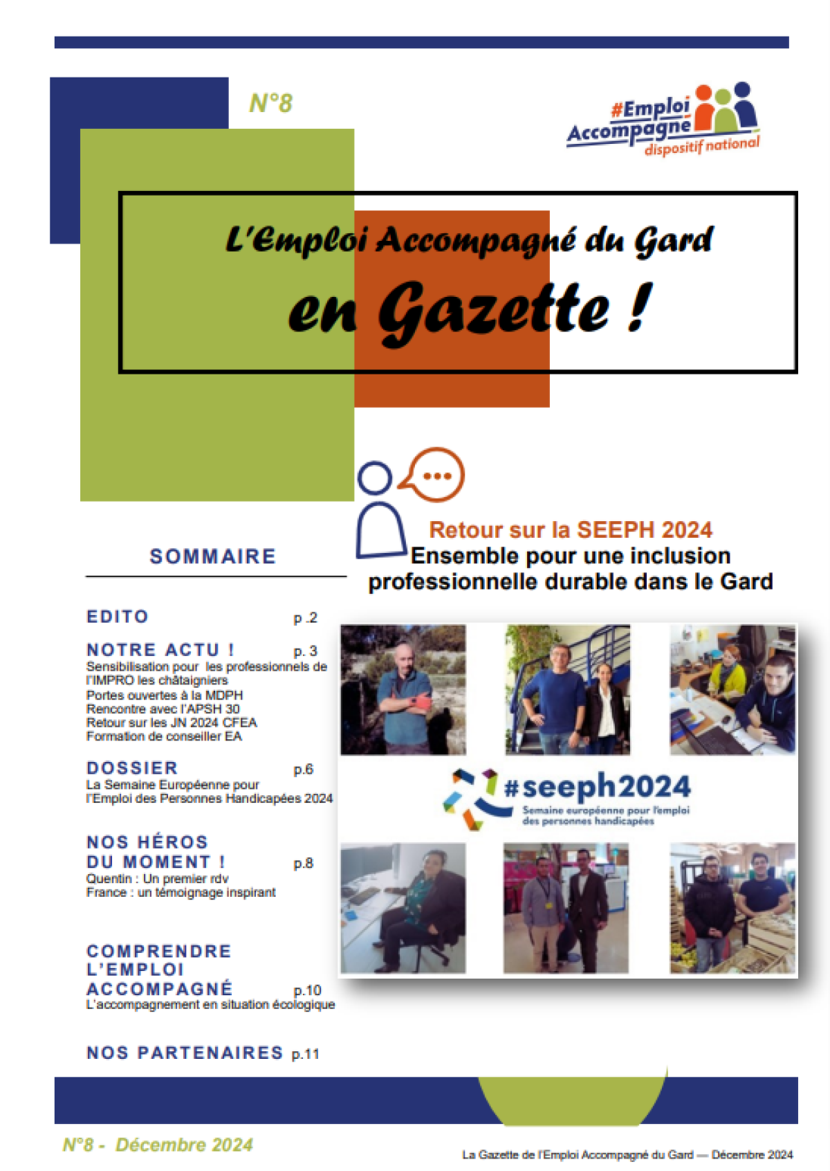 Page de garde de la gazette n°8 de l'emploi accompagné du Gard -